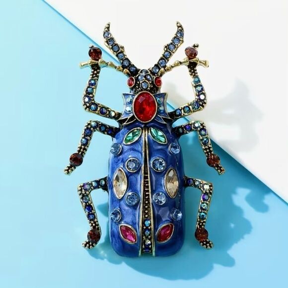 💥 Heidi Daus gorgeous multicolored crystal beetle brooch 💥 - Picture 6 of 6